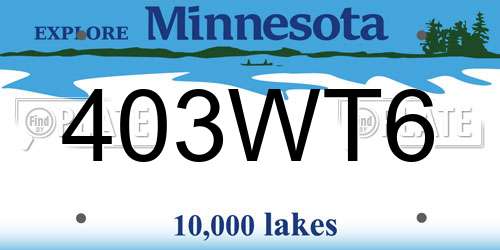 403WT6 Minnesota License Plate