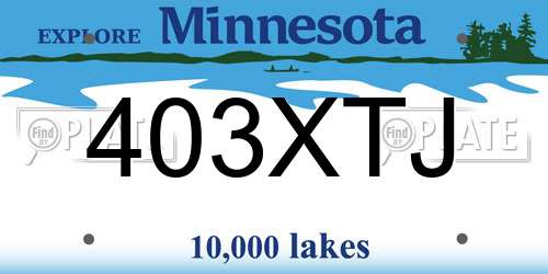 403XTJ Minnesota License Plate