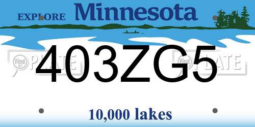 403ZG5 Minnesota License Plate