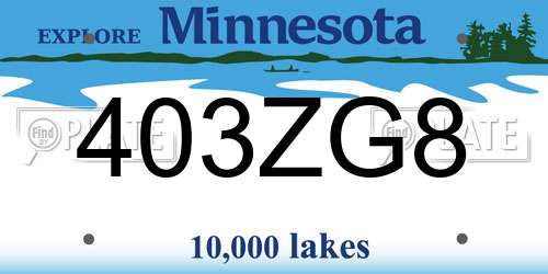403ZG8 Minnesota License Plate