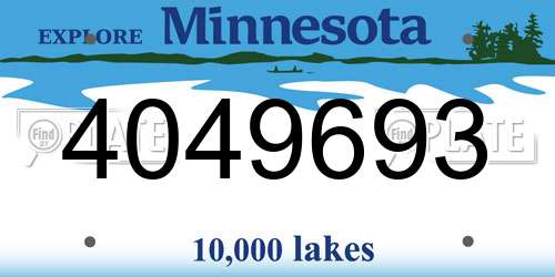 4049693 Minnesota License Plate