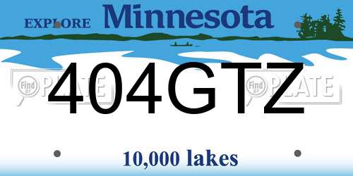404GTZ Minnesota License Plate