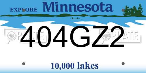 404GZ2 Minnesota License Plate