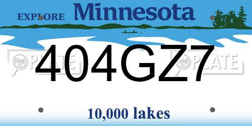 404GZ7 Minnesota License Plate