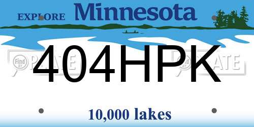 404HPK Minnesota License Plate