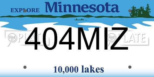 404MIZ Minnesota License Plate