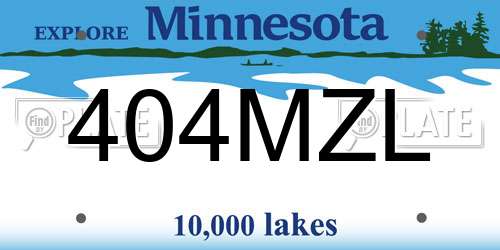 404MZL Minnesota License Plate
