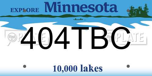 404TBC Minnesota License Plate