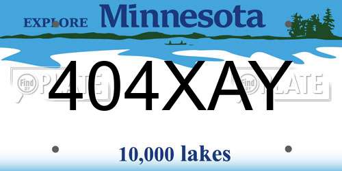 404XAY Minnesota License Plate