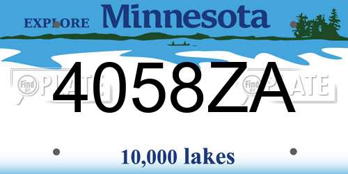 4058ZA Minnesota License Plate