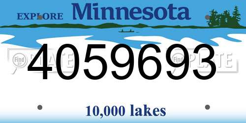 4059693 Minnesota License Plate