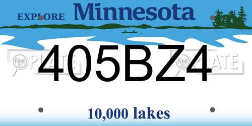 405BZ4 Minnesota License Plate