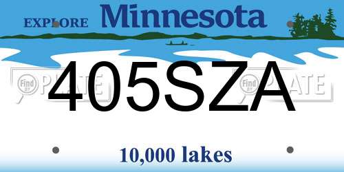 405SZA Minnesota License Plate