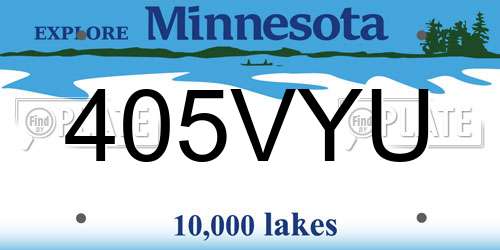 405VYU Minnesota License Plate