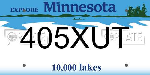 405XUT Minnesota License Plate