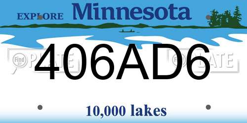 406AD6 Minnesota License Plate