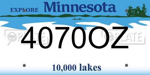 4070OZ Minnesota License Plate