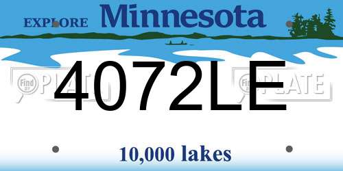 4072LE Minnesota License Plate