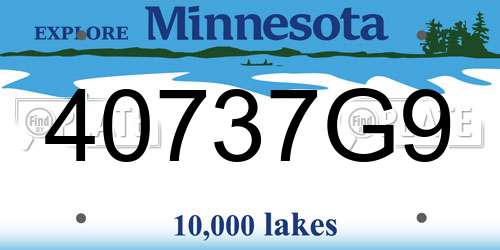 40737G9 Minnesota License Plate
