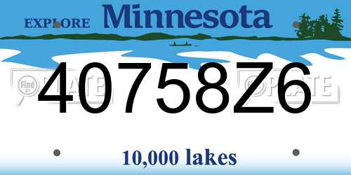 40758Z6 Minnesota License Plate