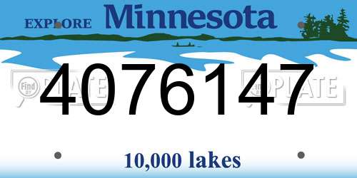 4076147 Minnesota License Plate