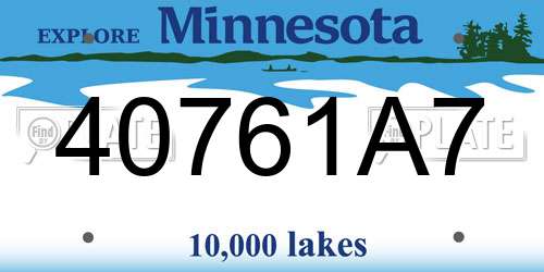 40761A7 Minnesota License Plate