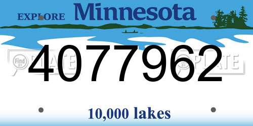 4077962 Minnesota License Plate