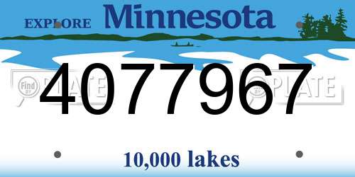 4077967 Minnesota License Plate