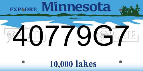 40779G7 Minnesota License Plate