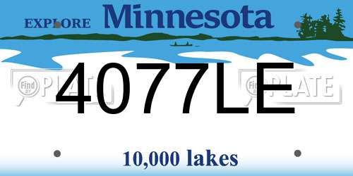 4077LE Minnesota License Plate