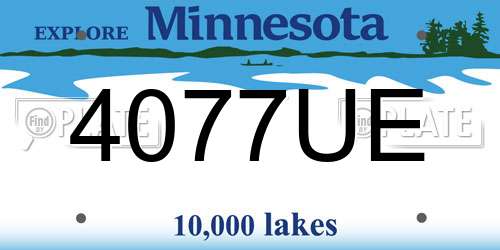4077UE Minnesota License Plate