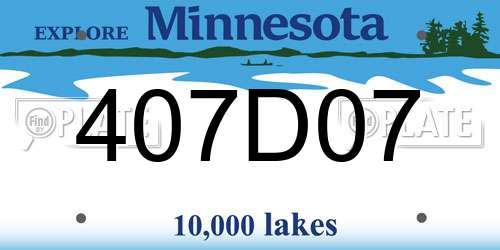 407D07 Minnesota License Plate