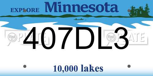 407DL3 Minnesota License Plate
