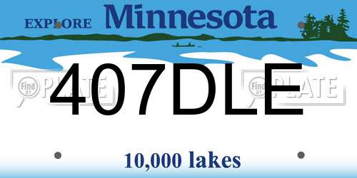 407DLE Minnesota License Plate