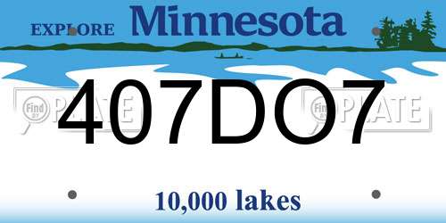 407DO7 Minnesota License Plate