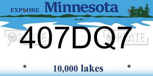 407DQ7 Minnesota License Plate