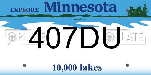 407DU Minnesota License Plate