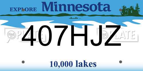 407HJZ Minnesota License Plate