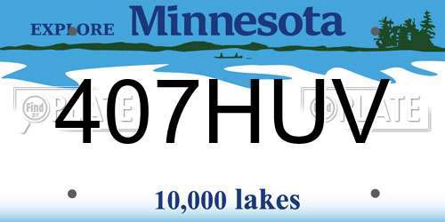 407HUV Minnesota License Plate