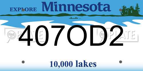 407OD2 Minnesota License Plate