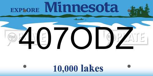 407ODZ Minnesota License Plate