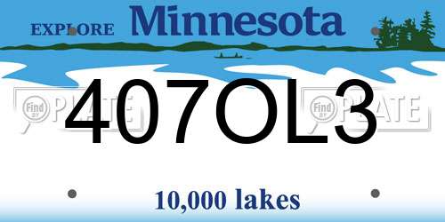 407OL3 Minnesota License Plate