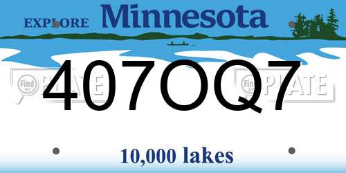 407OQ7 Minnesota License Plate