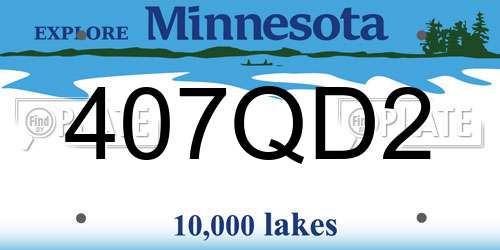 407QD2 Minnesota License Plate