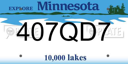 407QD7 Minnesota License Plate