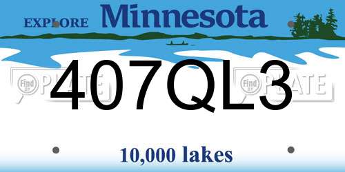 407QL3 Minnesota License Plate