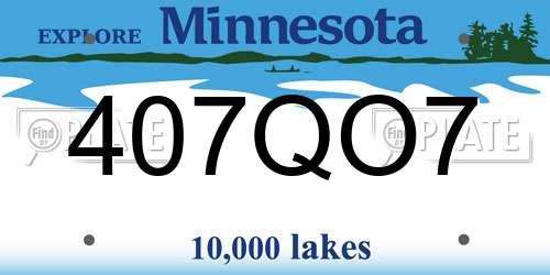 407QO7 Minnesota License Plate