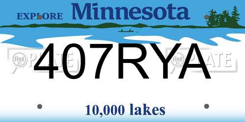 407RYA Minnesota License Plate