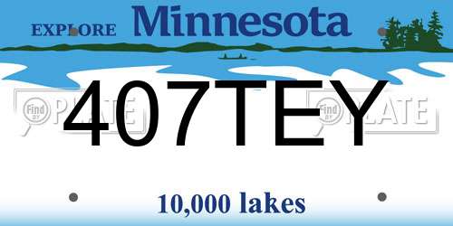 407TEY Minnesota License Plate