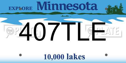 407TLE Minnesota License Plate